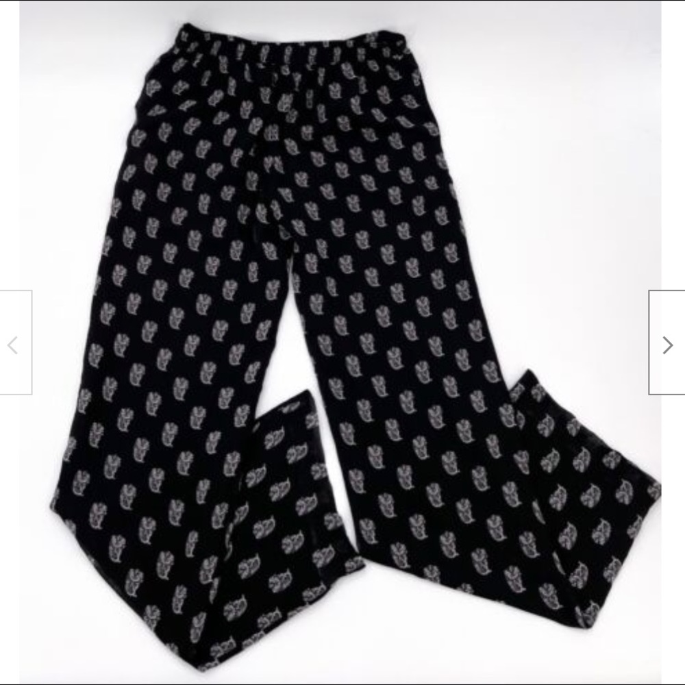 Joie Silk Elastic Waist Pants with Pockets in Black & Beige - Size XS